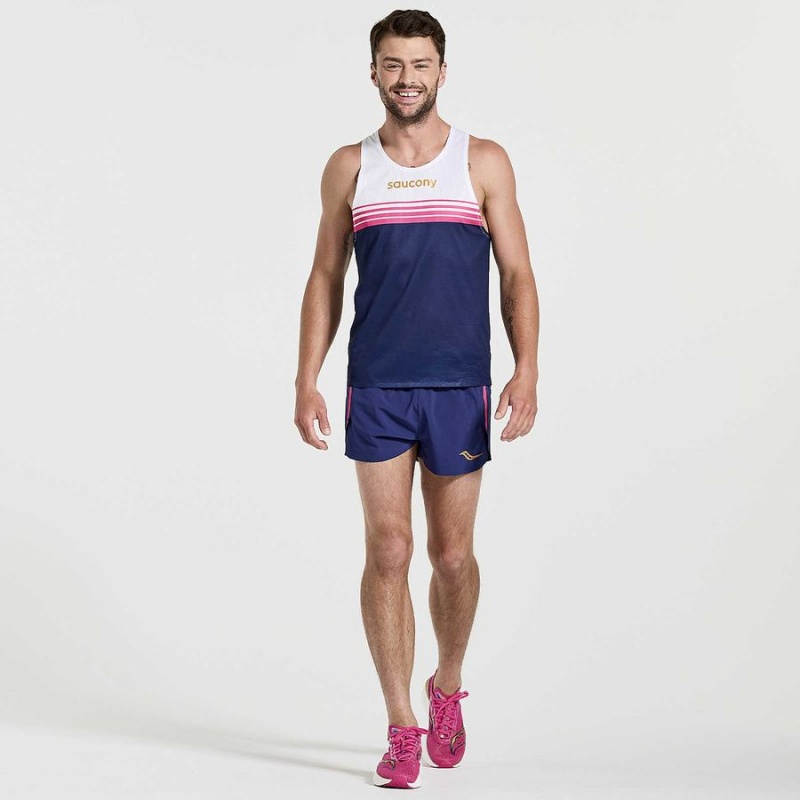 Men's Saucony Elite Split Shorts Navy | UAE S84530-U90