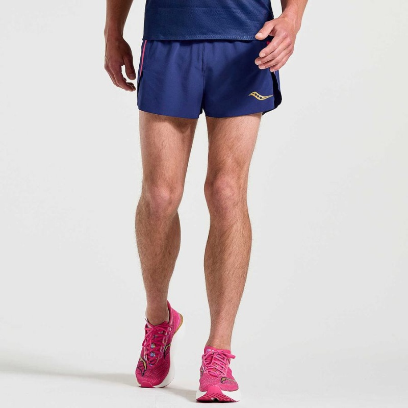 Men\'s Saucony Elite Split Shorts Navy | UAE S84530-U90