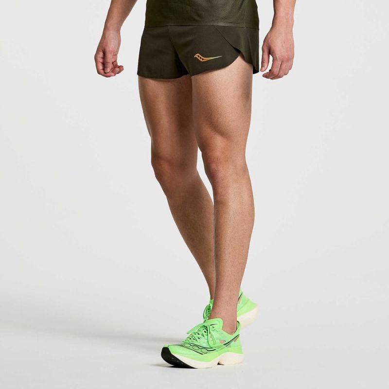 Men's Saucony Elite Split Shorts Umbra | UAE S67542-X68