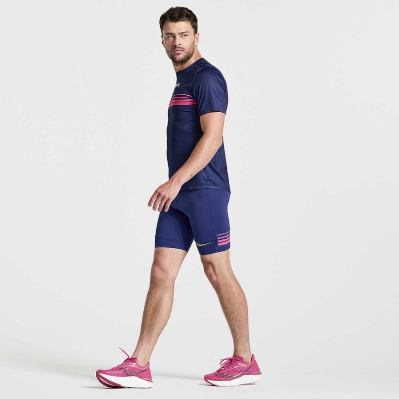 Men's Saucony Elite Tight Shorts Navy | UAE S71904-Y04