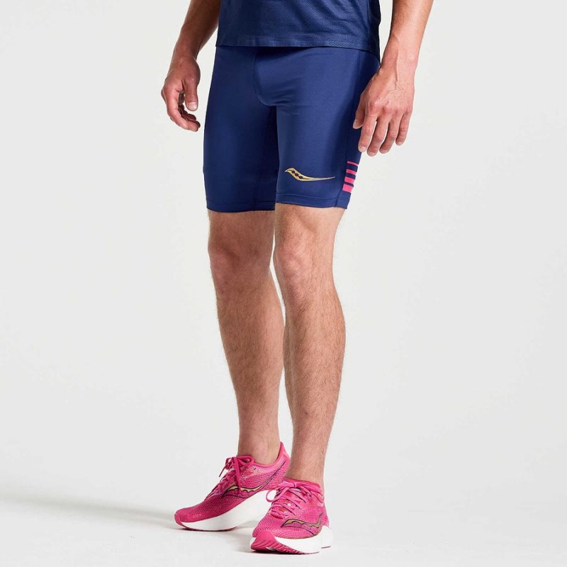 Men\'s Saucony Elite Tight Shorts Navy | UAE S71904-Y04