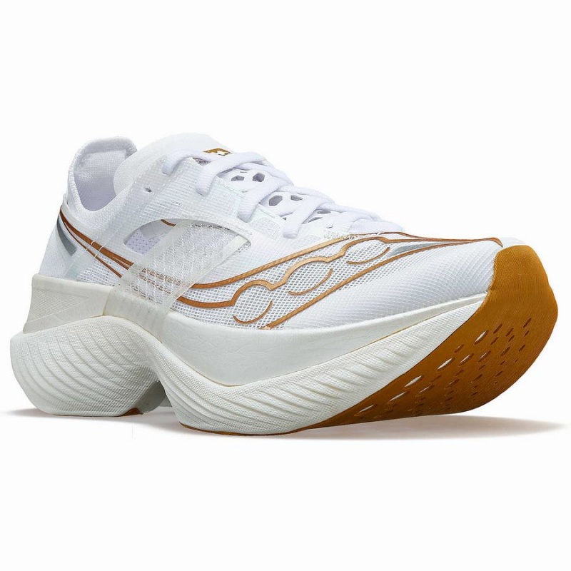 Men's Saucony Endorphin Elite Running Shoes White / Gold | UAE S12397-K42