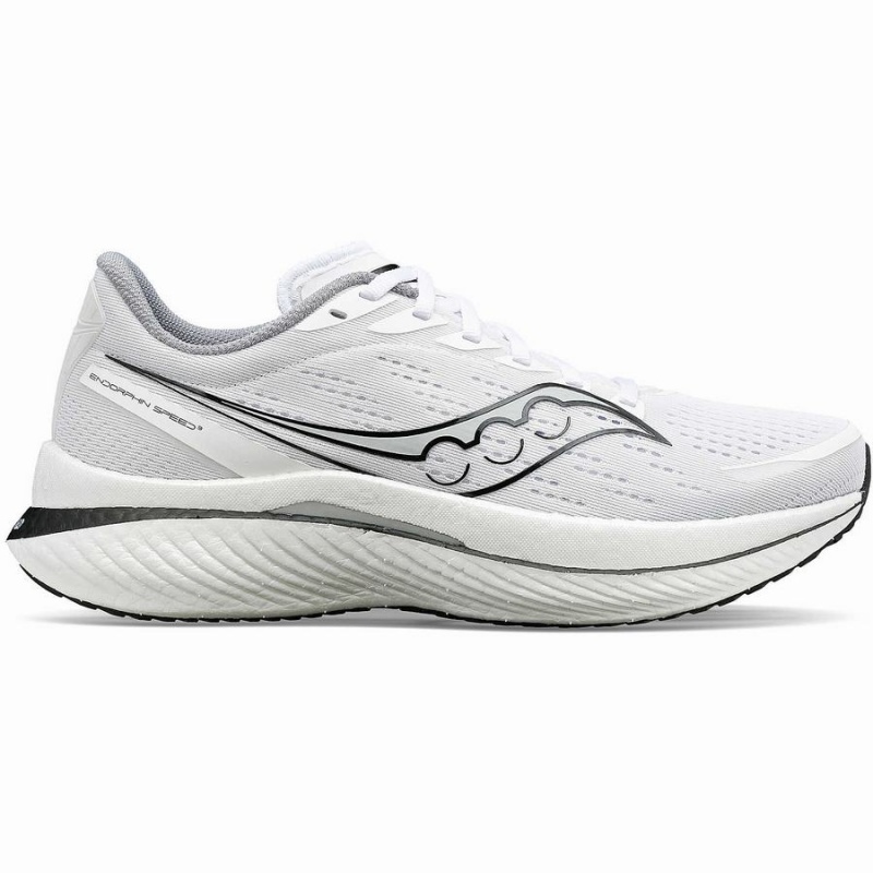 Men\'s Saucony Endorphin Speed 3 Running Shoes White / Black | UAE S01865-Q92