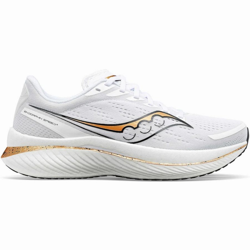 Men\'s Saucony Endorphin Speed 3 Running Shoes White / Gold | UAE S76852-X62