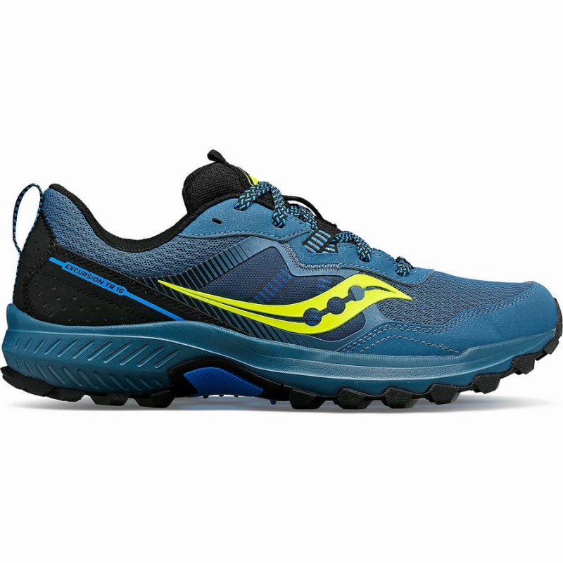 Men\'s Saucony Excursion TR16 Trail Running Shoes Blue / Black | UAE S17346-Y92