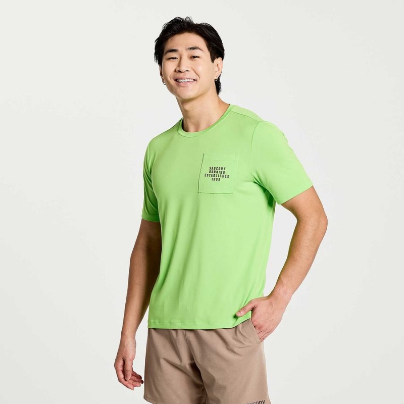 Men\'s Saucony Explorer Short Sleeve T Shirts Green | UAE S74325-R26