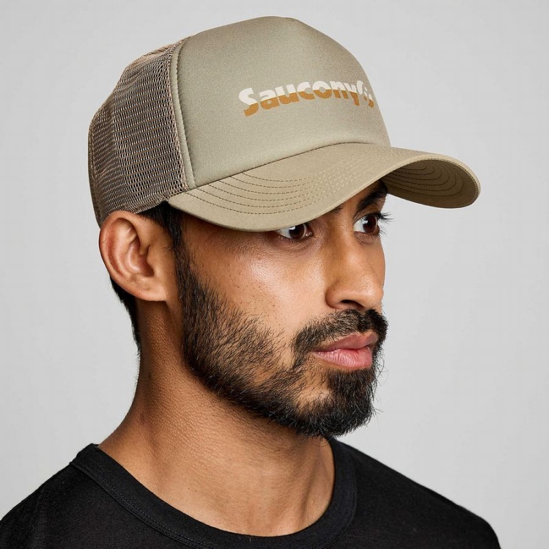 Men\'s Saucony Foamie Trucker Hats Coffee | UAE S60753-S96