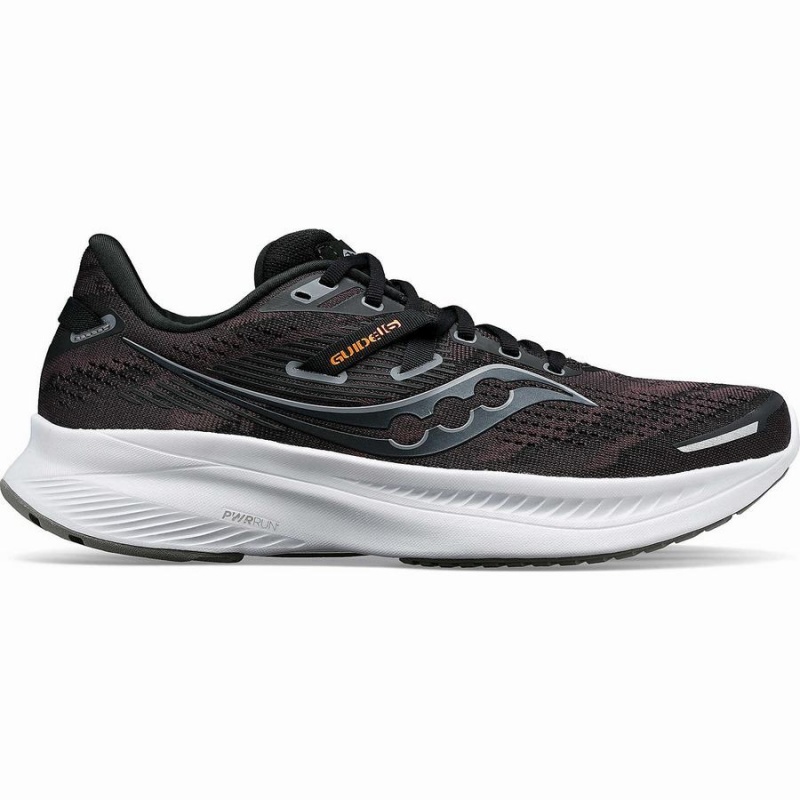 Men\'s Saucony Guide 16 Running Shoes Black / White | UAE S05637-K46