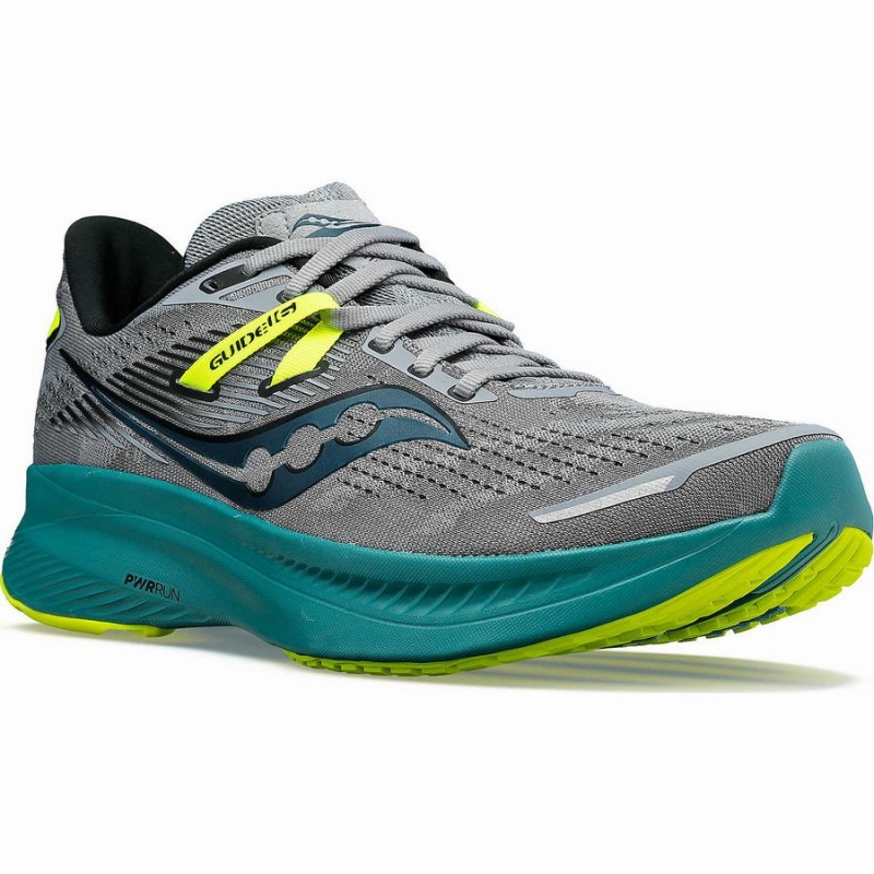 Men's Saucony Guide 16 Running Shoes Grey / Green | UAE S71948-D08