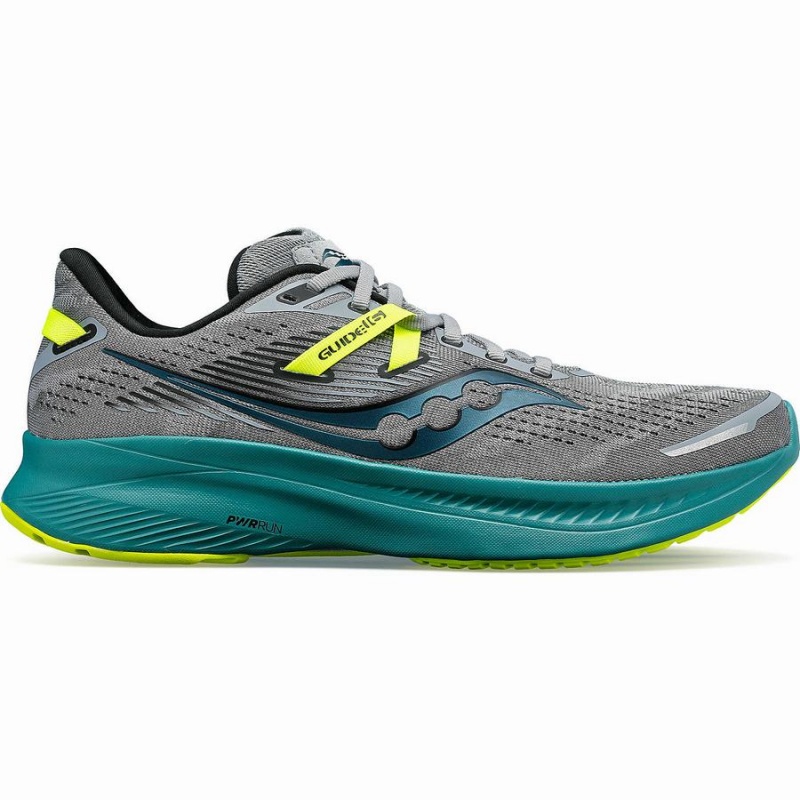 Men\'s Saucony Guide 16 Running Shoes Grey / Green | UAE S71948-D08