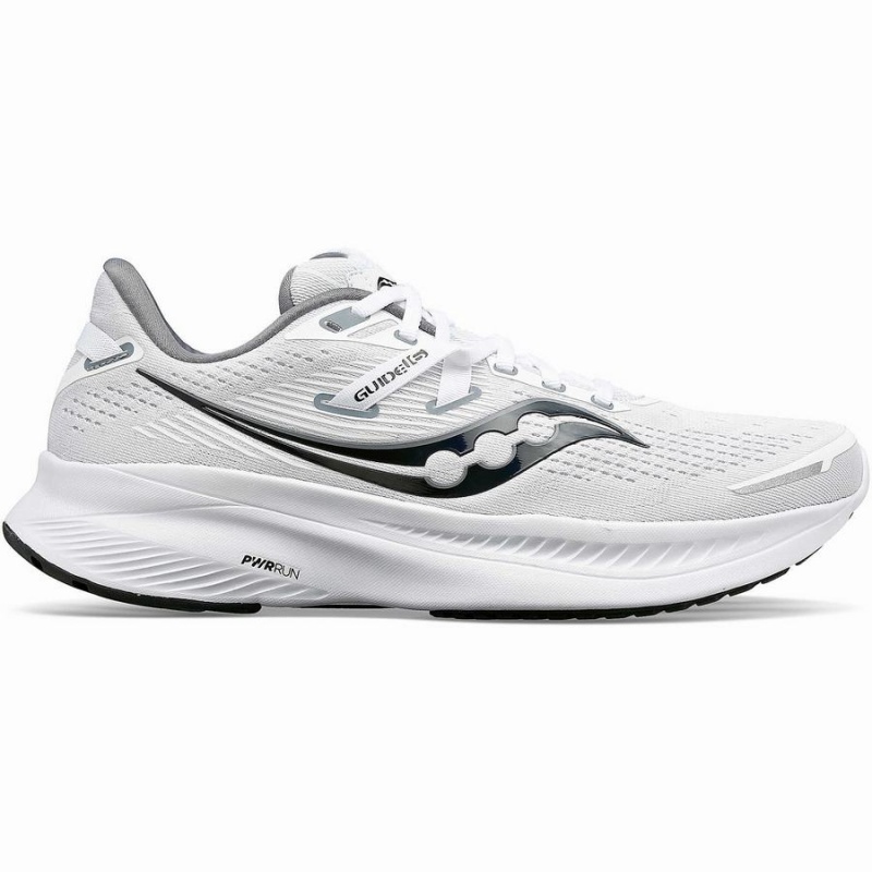 Men\'s Saucony Guide 16 Running Shoes White / Black | UAE S80942-M16