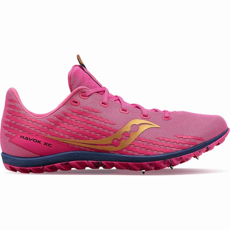 Men\'s Saucony Havok XC 3 Spike Track Spikes Pink / Navy | UAE S47593-L94