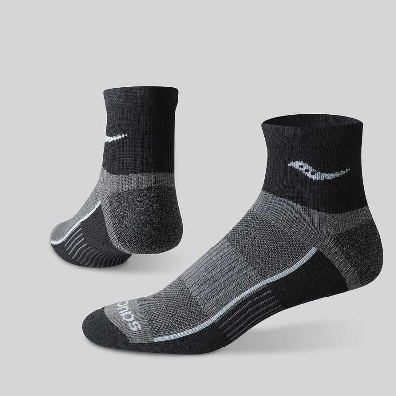 Men's Saucony Inferno Quarter 3-Pack Socks Black | UAE S78924-T95