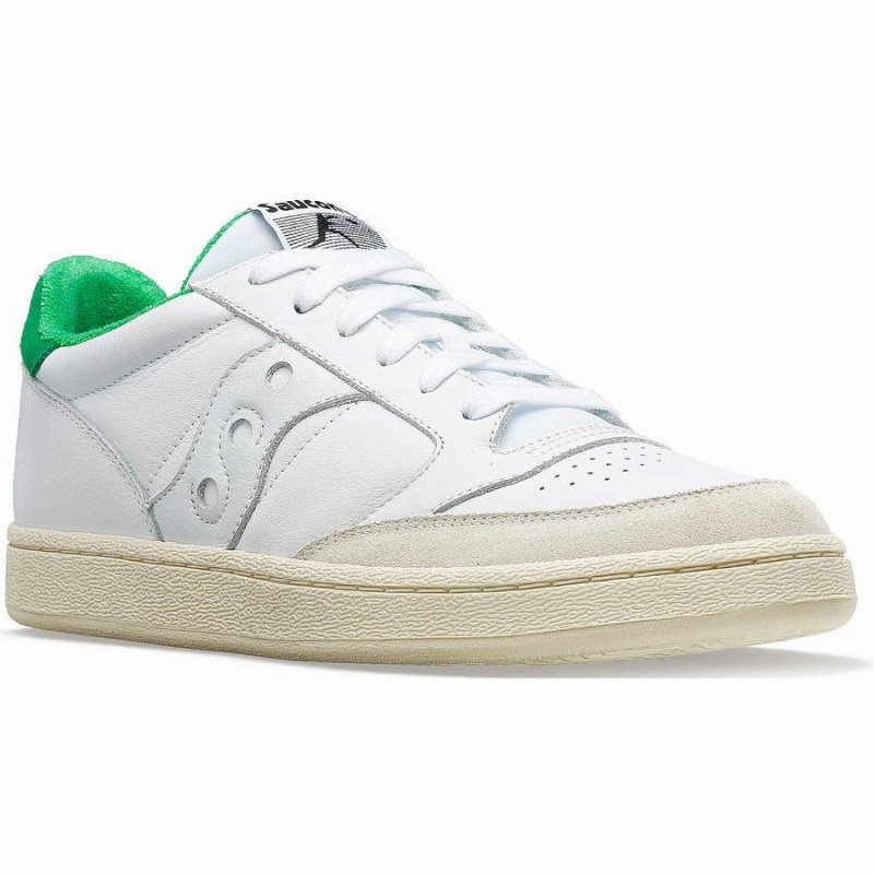 Men's Saucony Jazz Court Athletic Sneakers White / Green | UAE S79850-M46