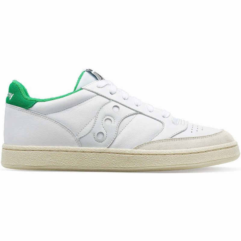 Men\'s Saucony Jazz Court Athletic Sneakers White / Green | UAE S79850-M46