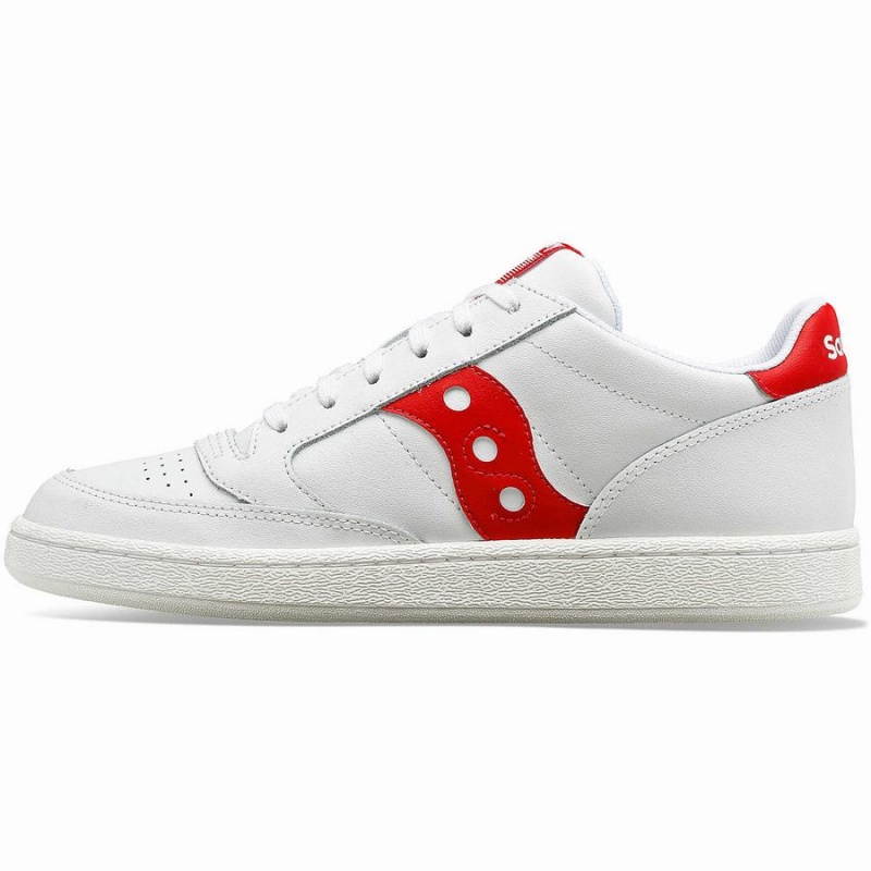 Men's Saucony Jazz Court PU Sneakers White / Red | UAE S32608-Q86