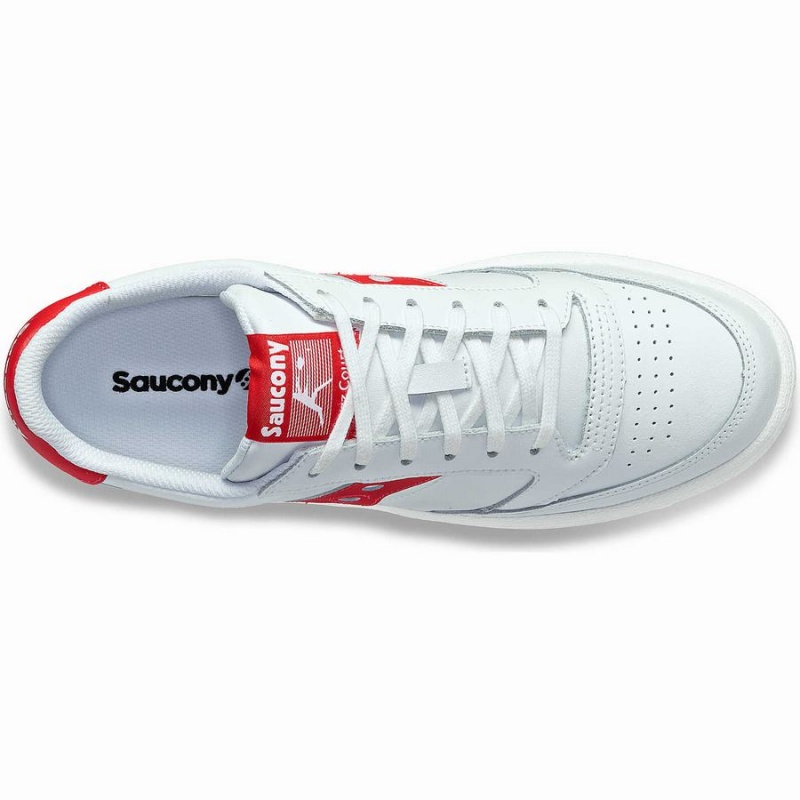 Men's Saucony Jazz Court PU Sneakers White / Red | UAE S32608-Q86