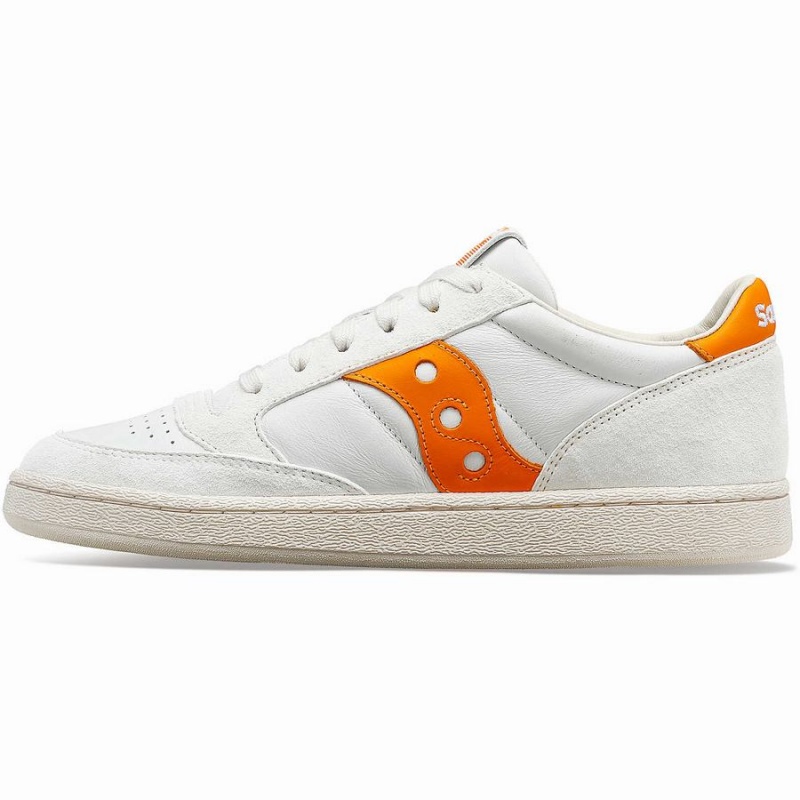 Men's Saucony Jazz Court Premium Sneakers White / Orange | UAE S26501-R95