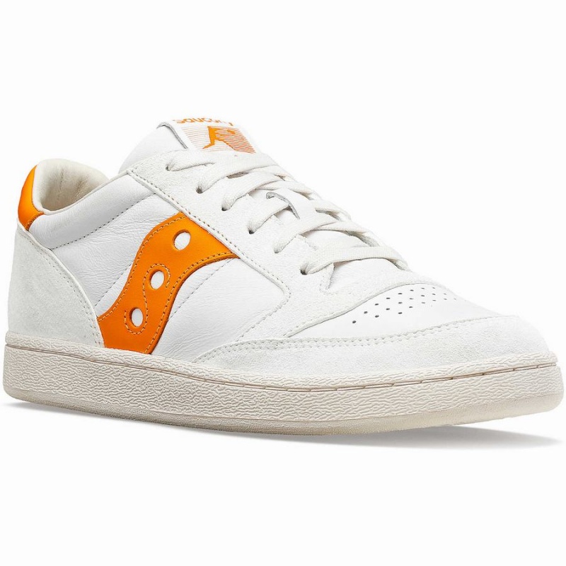 Men's Saucony Jazz Court Premium Sneakers White / Orange | UAE S26501-R95