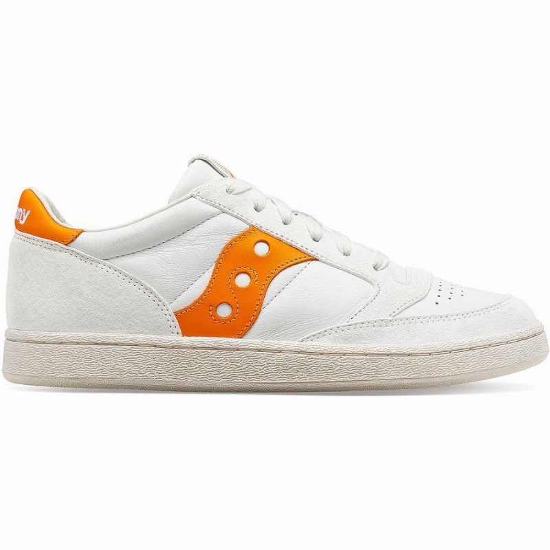 Men\'s Saucony Jazz Court Premium Sneakers White / Orange | UAE S26501-R95