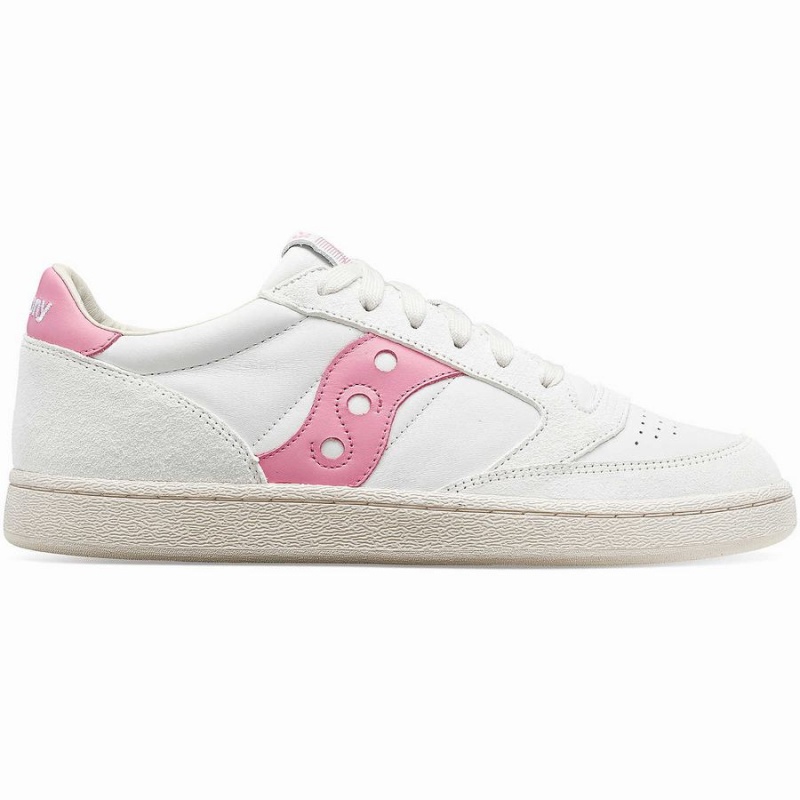 Men\'s Saucony Jazz Court Premium Sneakers White / Pink | UAE S30761-T17