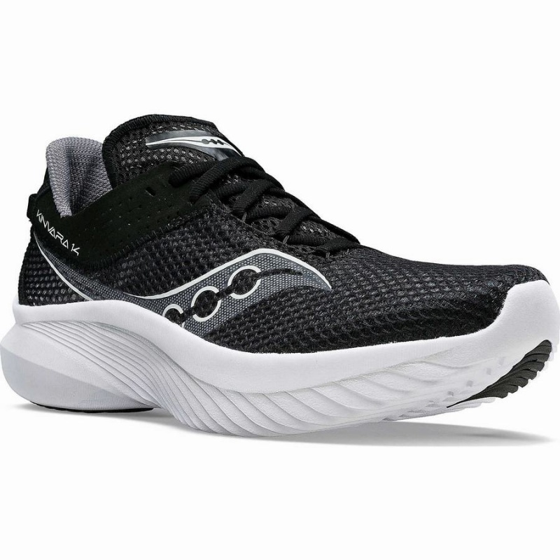 Men's Saucony Kinvara 14 Wide Running Shoes Black / White | UAE S47108-M05