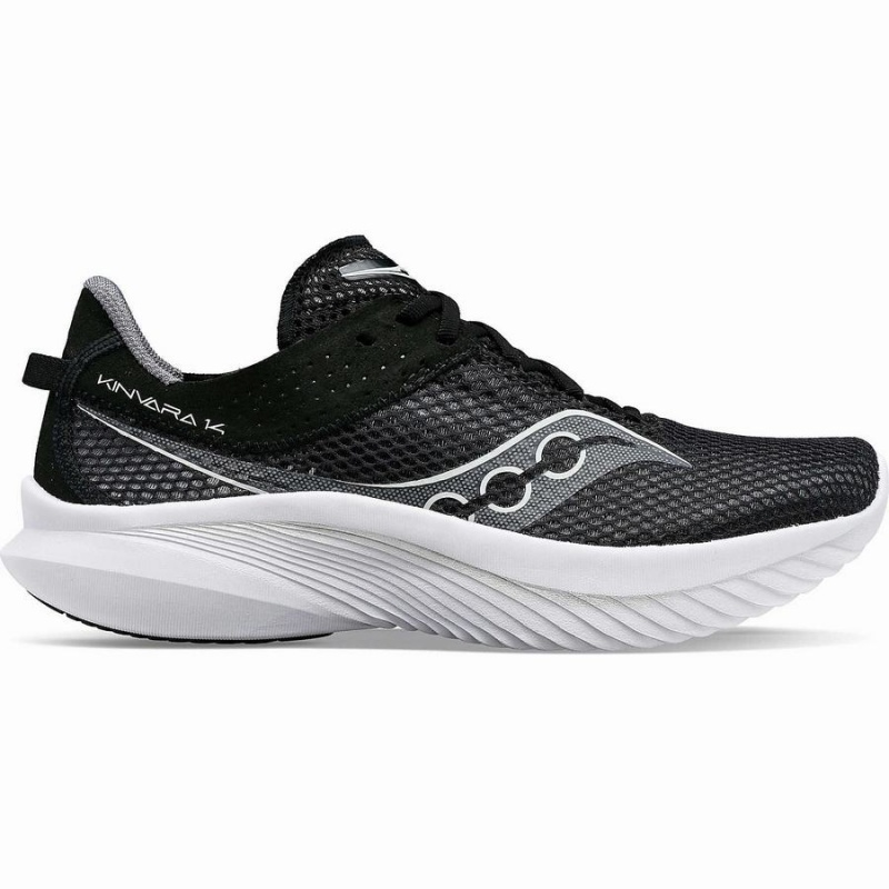 Men\'s Saucony Kinvara 14 Wide Running Shoes Black / White | UAE S47108-M05