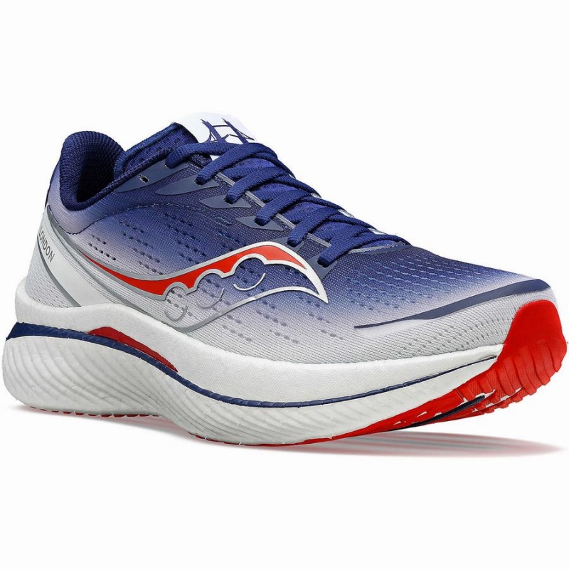 Men's Saucony London Endorphin Speed 3 Running Shoes Navy / White | UAE S09847-H64