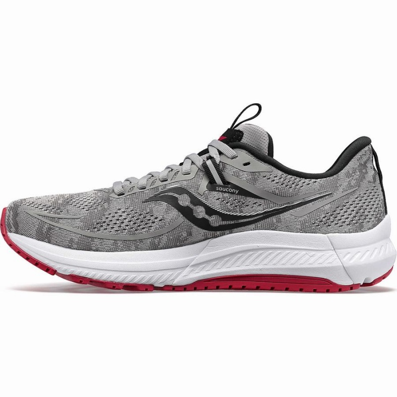 Men's Saucony Omni 21 Wide Running Shoes Grey / Dark Red | UAE S04687-R13