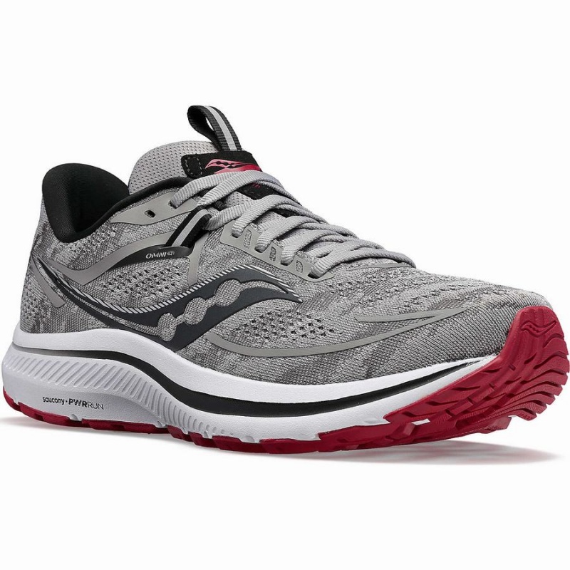 Men's Saucony Omni 21 Wide Running Shoes Grey / Dark Red | UAE S04687-R13