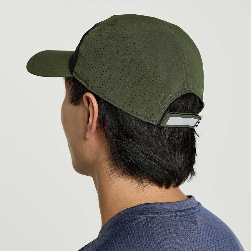 Men's Saucony Outpace Hats Dark Green | UAE S32579-P58