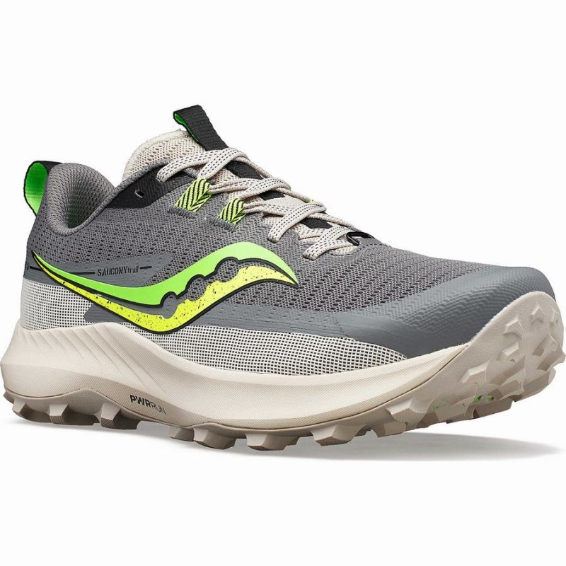 Men's Saucony Peregrine 13 Running Shoes Grey / Green | UAE S15309-Y41