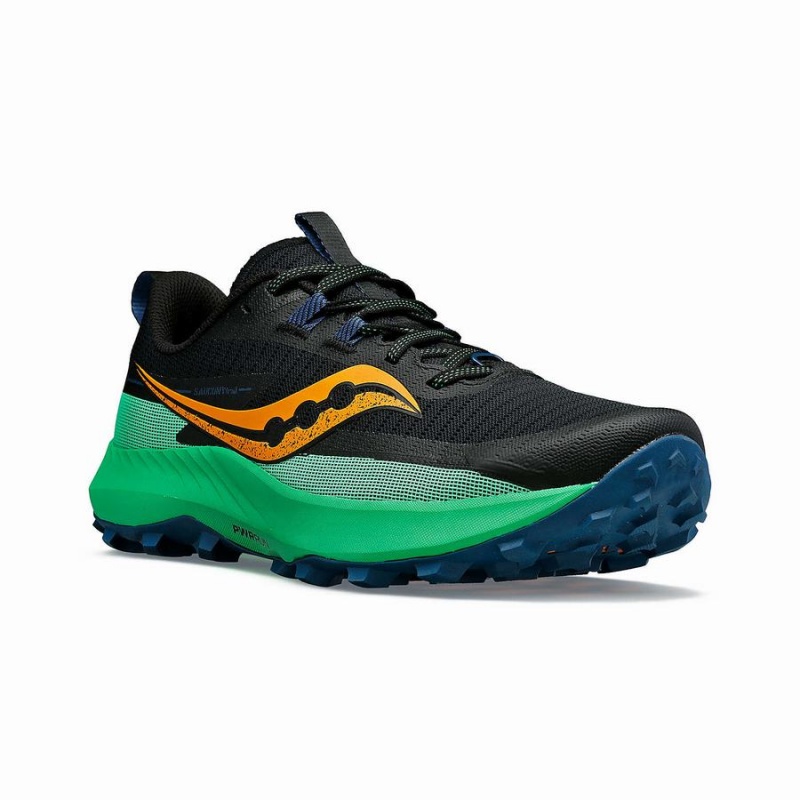 Men's Saucony Peregrine 13 Running Shoes Black / Green | UAE S30892-X48