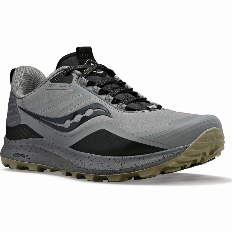 Men's Saucony Peregrine ICE+ 3 Running Shoes Grey / Black | UAE S43105-Z09