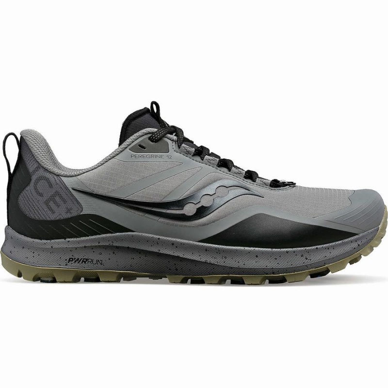 Men\'s Saucony Peregrine ICE+ 3 Running Shoes Grey / Black | UAE S43105-Z09