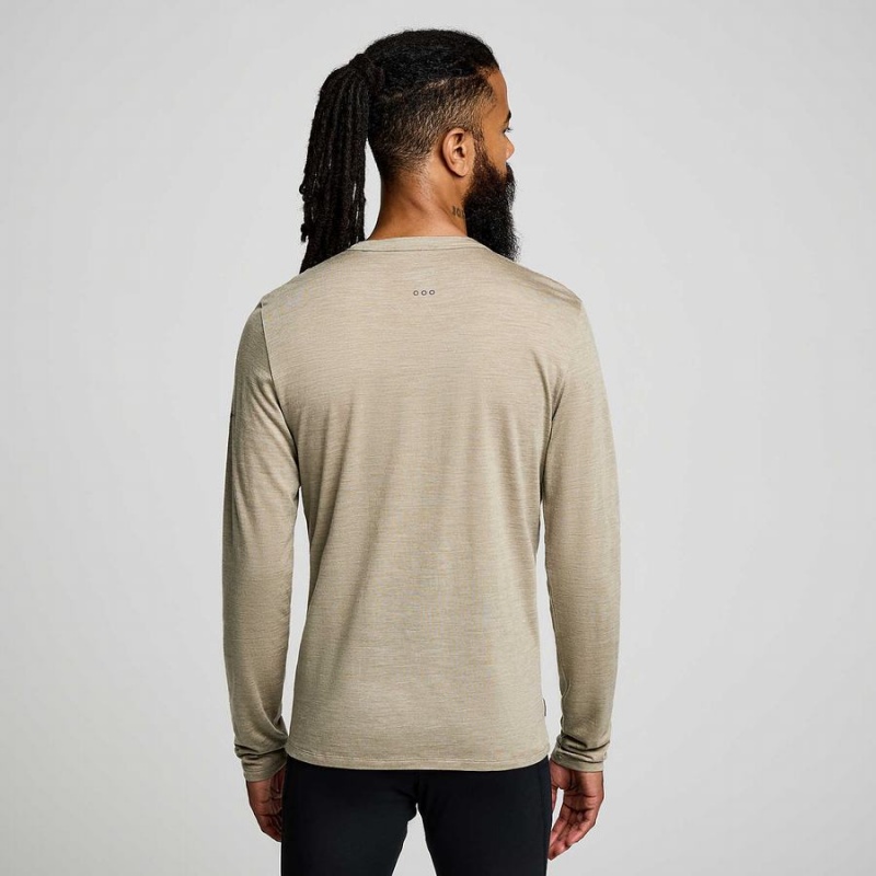 Men's Saucony Peregrine Merino Long Sleeve T Shirts Coffee | UAE S59217-G48