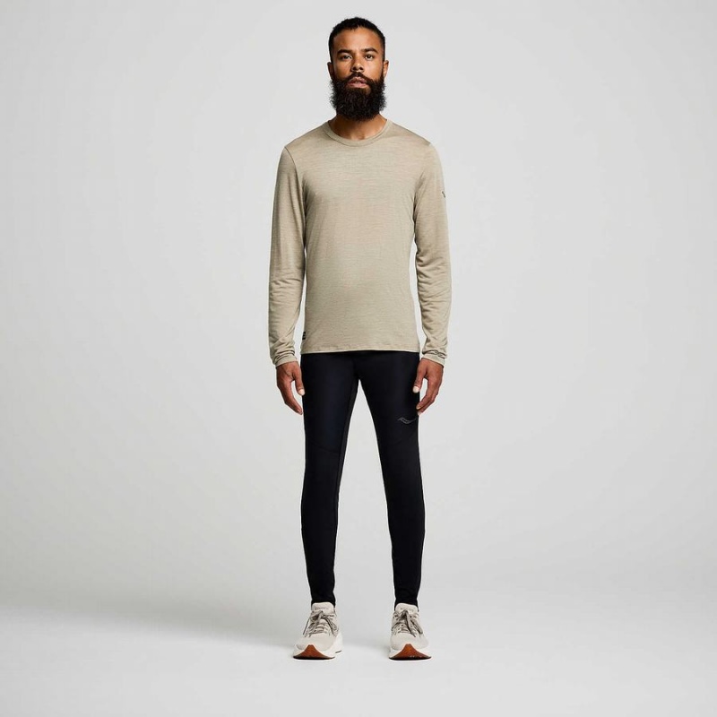 Men's Saucony Peregrine Merino Long Sleeve T Shirts Coffee | UAE S59217-G48