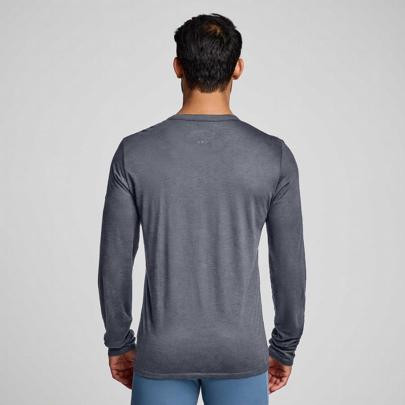 Men's Saucony Peregrine Merino Long Sleeve T Shirts Blue | UAE S62470-J42