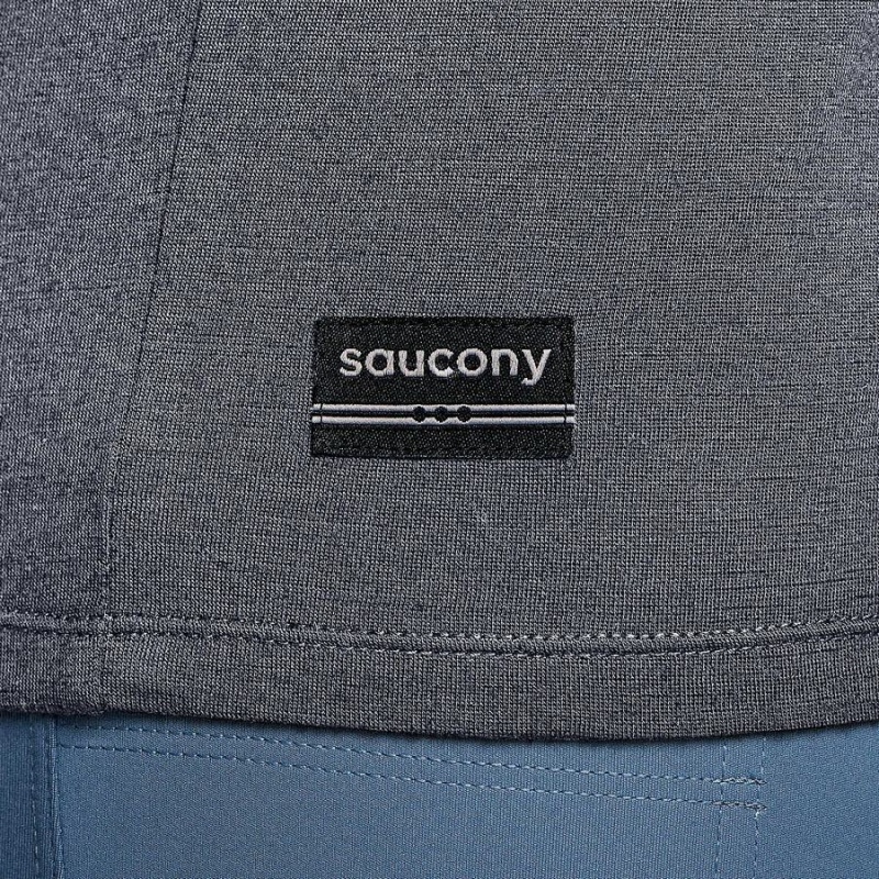 Men's Saucony Peregrine Merino Long Sleeve T Shirts Blue | UAE S62470-J42