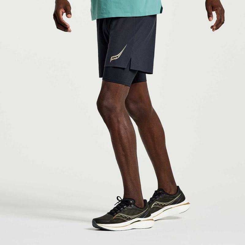 Men's Saucony Pinnacle 2-in-1 Shorts Black | UAE S46793-X56