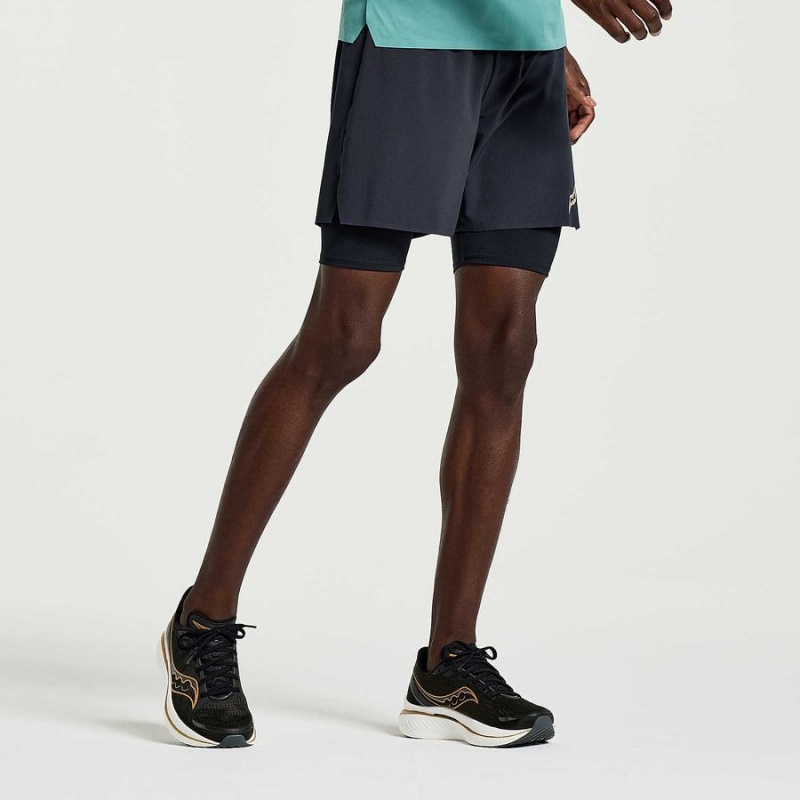 Men's Saucony Pinnacle 2-in-1 Shorts Black | UAE S46793-X56