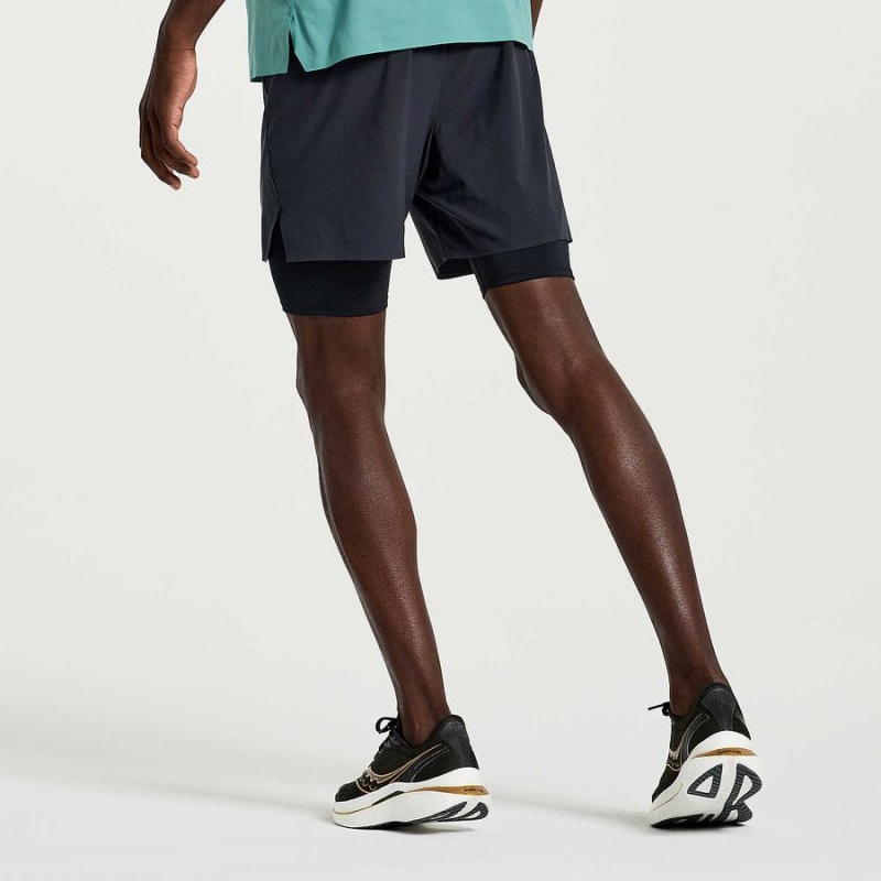 Men's Saucony Pinnacle 2-in-1 Shorts Black | UAE S46793-X56