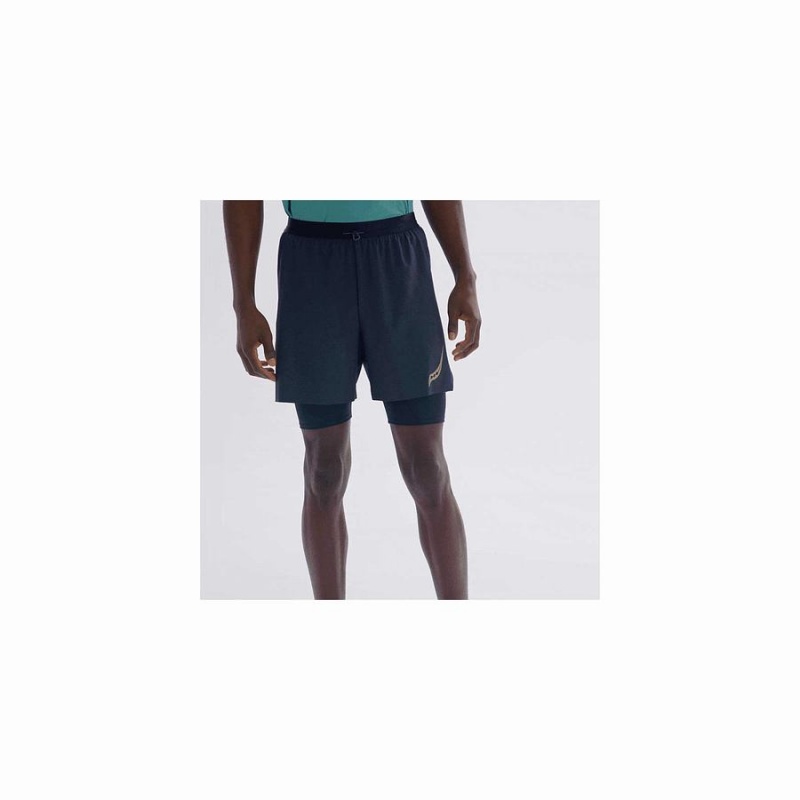 Men's Saucony Pinnacle 2-in-1 Shorts Black | UAE S46793-X56