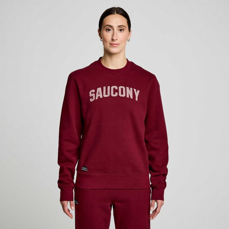 Men's Saucony Recovery Crew Sweatshirt Red | UAE S83195-T17