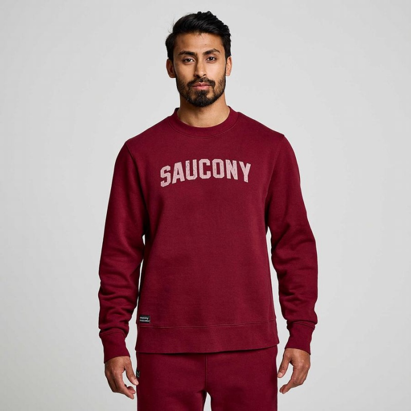 Men's Saucony Recovery Crew Sweatshirt Red | UAE S83195-T17