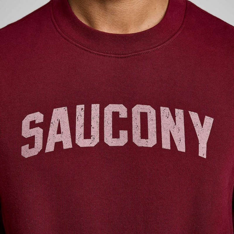 Men's Saucony Recovery Crew Sweatshirt Red | UAE S83195-T17