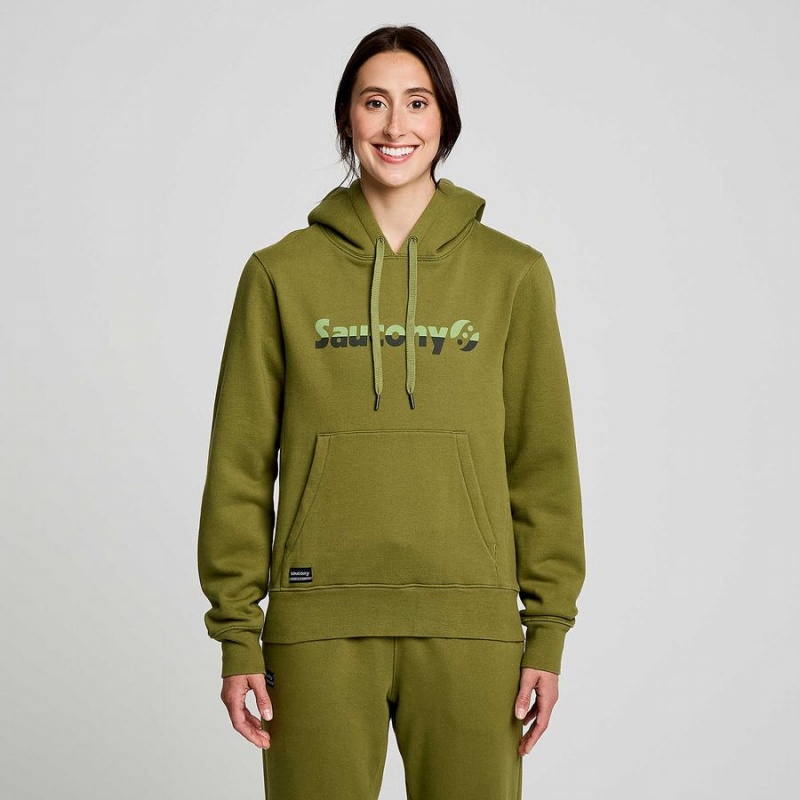 Men's Saucony Recovery Hoody Hoodie Khaki | UAE S14853-D13