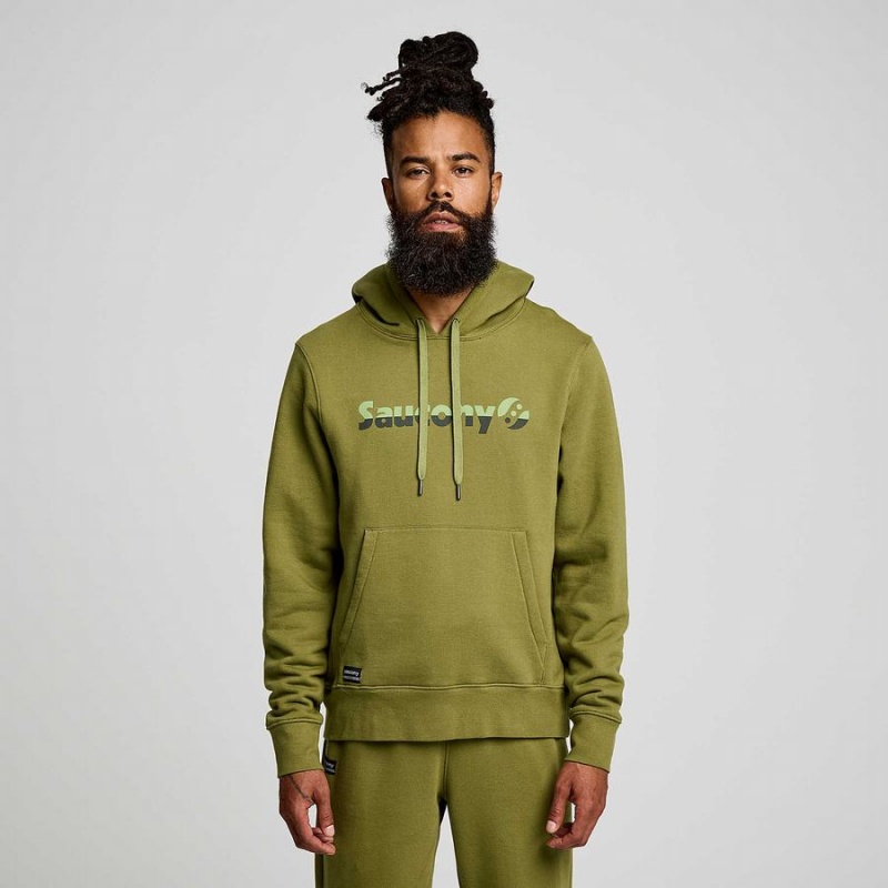 Men's Saucony Recovery Hoody Hoodie Khaki | UAE S14853-D13