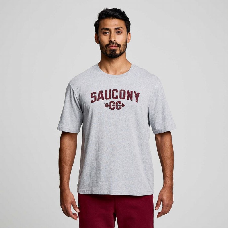 Men's Saucony Recovery Short Sleeve T Shirts Light Grey | UAE S76530-N14