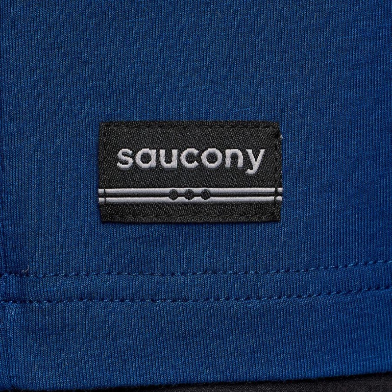 Men's Saucony Recovery Short Sleeve T Shirts Indigo | UAE S90836-M25